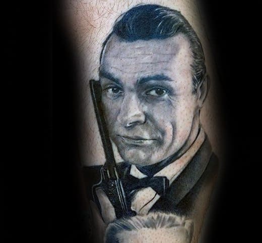 Mens James Bond Tattoo Arm Design Ideas