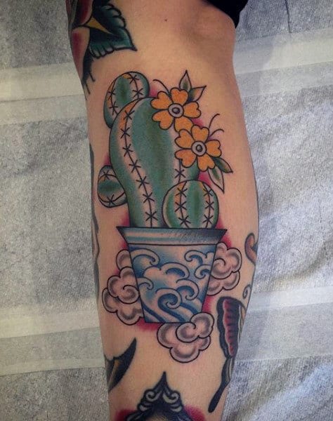 Mens Japanese Cactus Tattoo Design