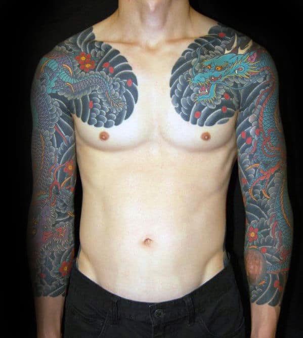 Mens Japanese Dragon In Clouds Sleeve Tattoo Ideas
