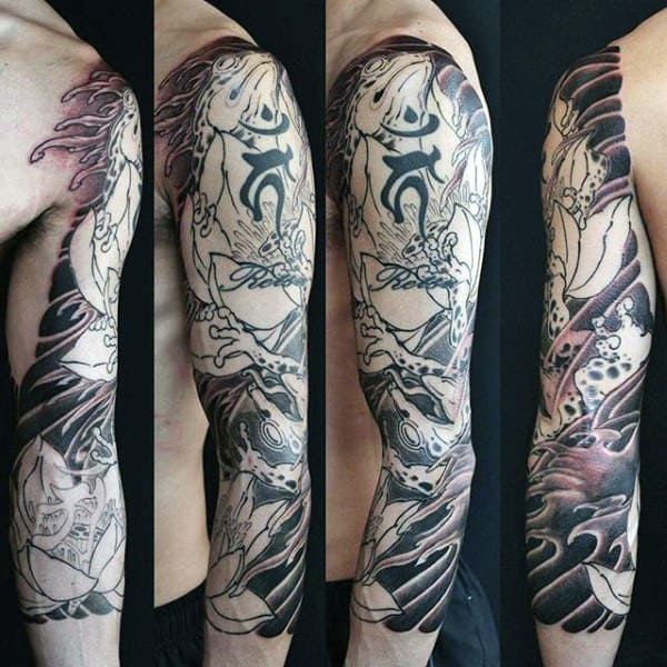 Mens Japanese Half Sleeve Frog Tattoo Designs