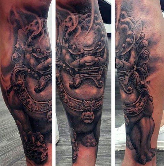 Mens Japanese Lion Foo God Shin Tattoo Designs
