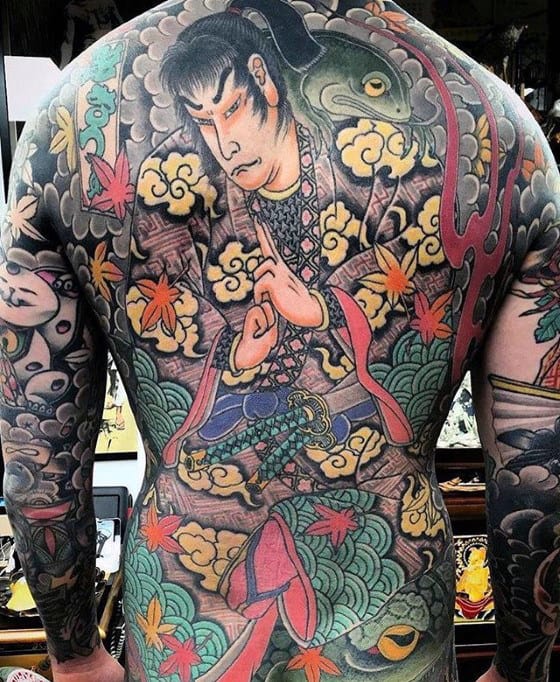 Mens Japanese Themed Full Back Tattoo Designs