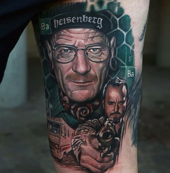 Mens Jessie Pinkman Breaking Bad Thigh Tattoos