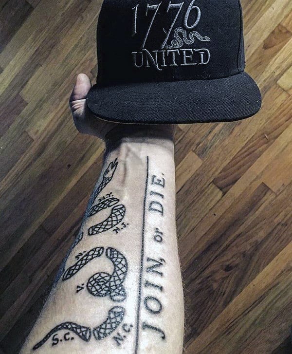 Mens Join Or Die Inner Forearm Tattoos
