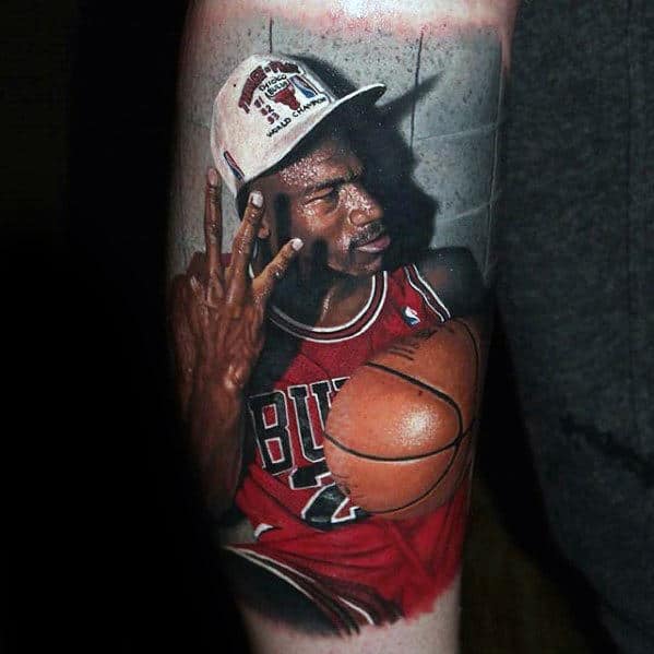 Mens Jordan Hyper Realistic 3d Leg Sleeve Tattoo