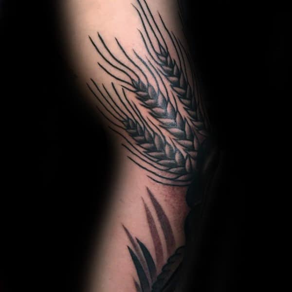 Mens Knee Cap Wheat Tattoo
