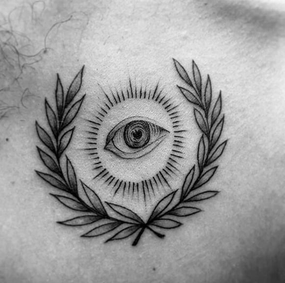 Mens Laurel Wreath Tattoo Design Ideas On Chest