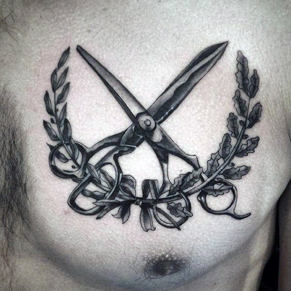Mens Laurel Wreath Tattoo Design Inspiration Upper Chest
