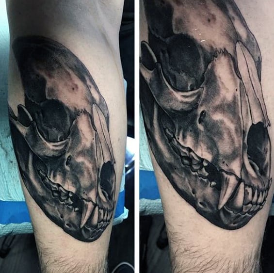 Mens Leg Bear Skull 3d Tattoo Designs