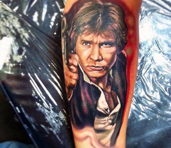 Mens Leg Han Solo Tattoo Design Inspiration