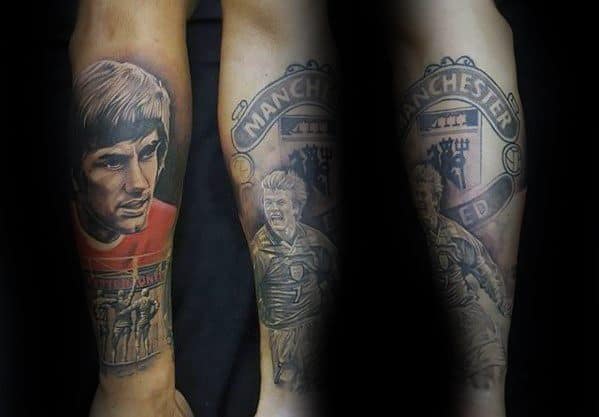 Mens Leg Manchester United Tattoo Design Ideas