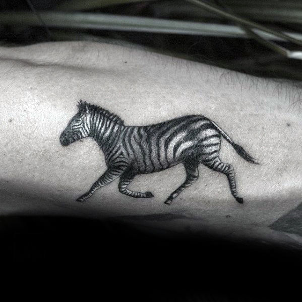 Mens Leg Running Zebra Tattoo Designs