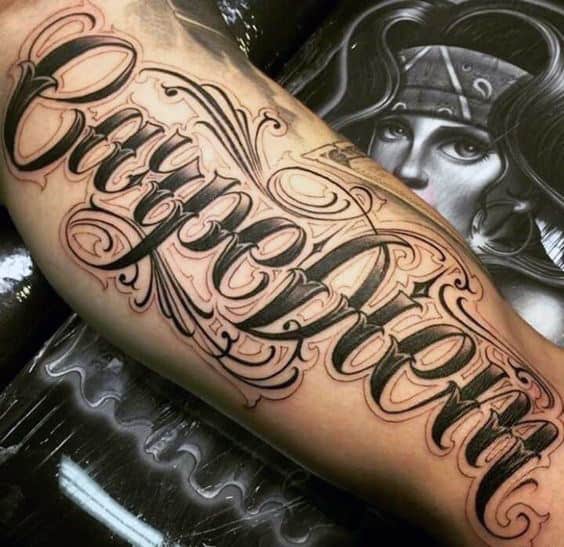 Mens Lettering Carpe Diem Tattoos On Arm