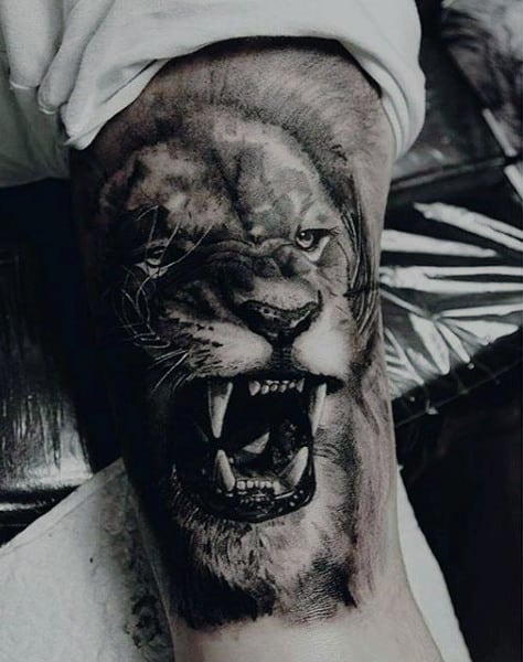 Men's Lion Bicep Arm Tattoos