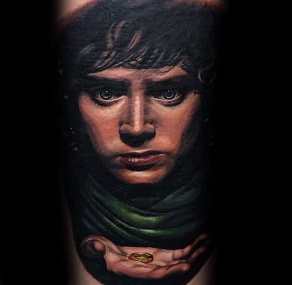 Mens Lord Of The Rings Frodo Baggins Realistic Arm Tattoos