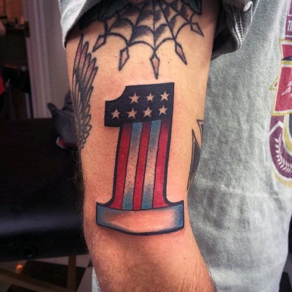 Mens Lower Arm Harley Davidson Number 1 Tattoos