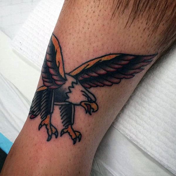 Mens Lower Legs Bald Eagle Tattoo