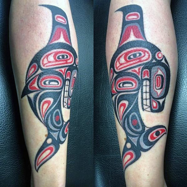 Mens Lower Legs Haida Tattoos
