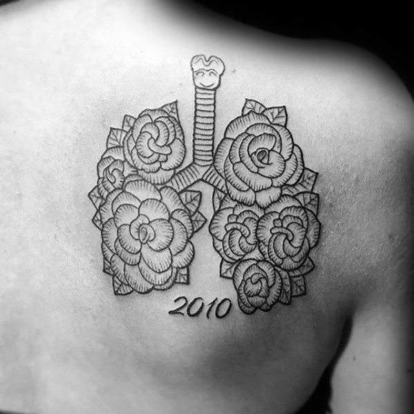 Mens Lung Memorial Shoulder Blade Tattoo Design Ideas