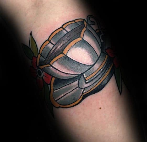 Mens Manly Coffee Tattoo Designs On Outer Forearm