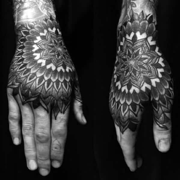 Mens Manly Hand Mandala Tattoo Designs