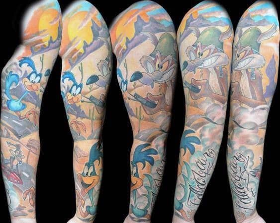 Mens Manly Looney Tunes Tattoo Designs Full Sleeve