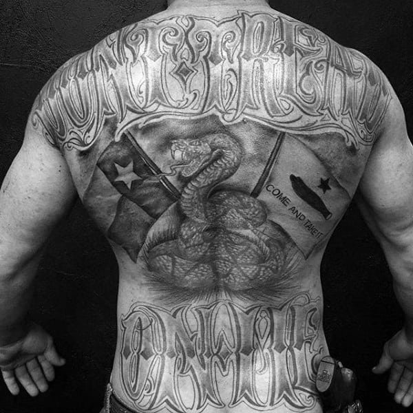 Mens Masculine Snake And Black Ink Full Back Tattoo