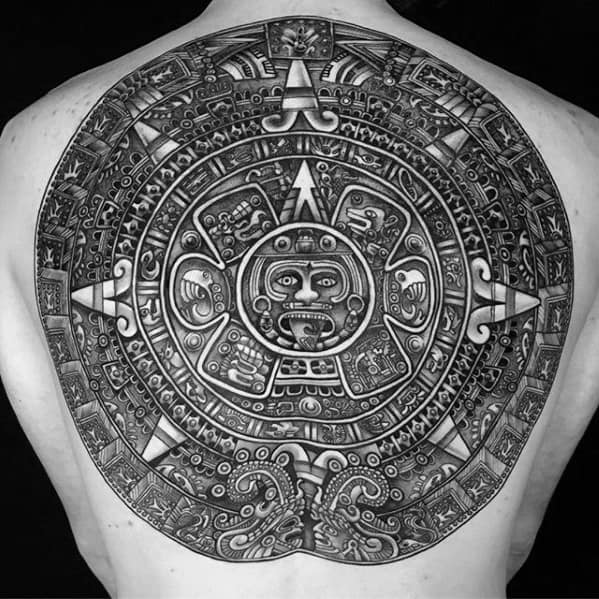 Mens Mayan Calender Tattoo Ideas Back Of Body