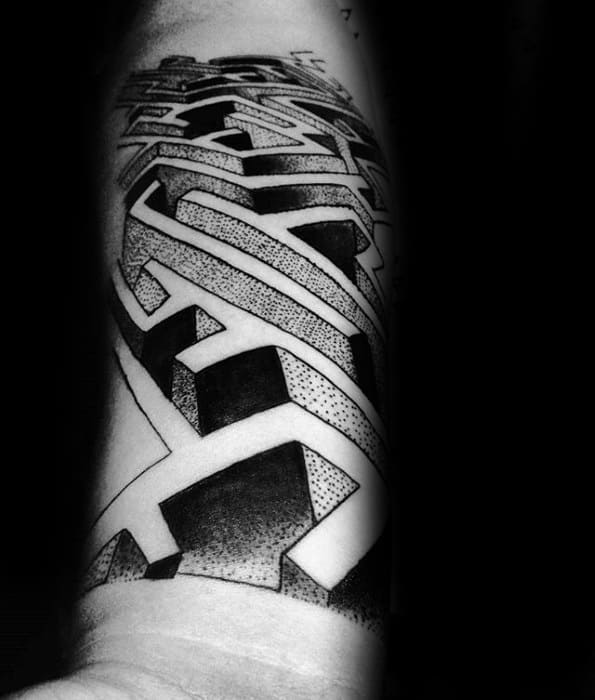 Mens Maze Tattoo 3d Wrist Design Ideas