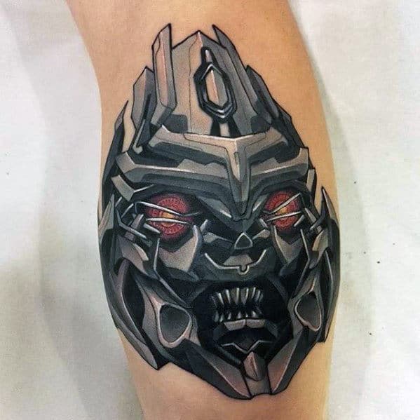 Mens Megatron Transformers Leg Calf Tattoo