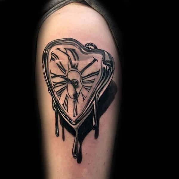 Mens Melting Clock Realistic 3d Arm Tattoo Ideas