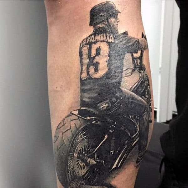 Mens Memorial Biker Leg Calf Tattoo Ideas