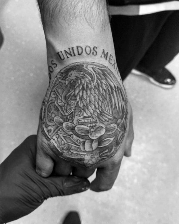 Mens Mexican Eagle Hand Tattoos