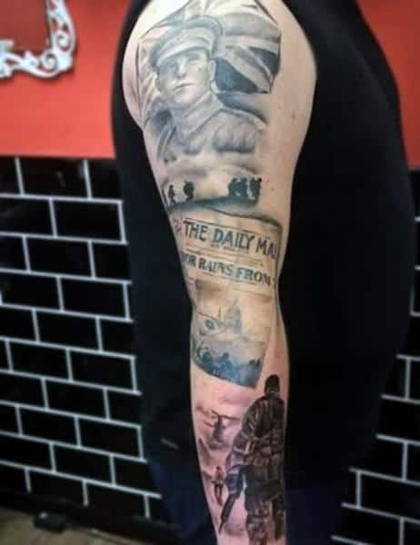 Men's Military Flag Tattoos Sleeve