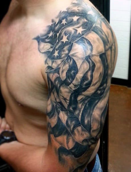 Men's Military Tattoo On Upper Arm