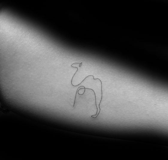 Mens Minimalistic Outline Camel Inner Arm Tattoo Design Ideas