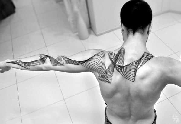 Mens Modern Lines Back Of Arm Tattoo