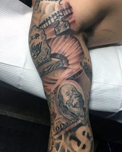 Men's Money Sleeve Tattoos