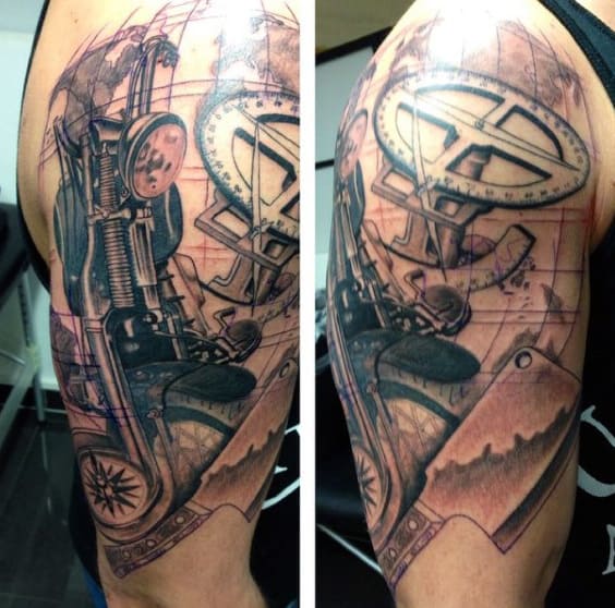 Men's Motorcycle Engine Tattoos