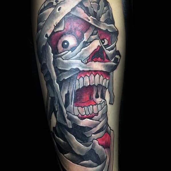 Mens Mummy Wraps Leg Tattoo