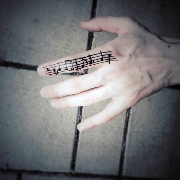 Mens Music Sheet Simple Finger Tattoo Designs