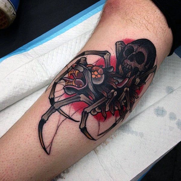 Mens Nasty Skull Spider Bicep Tattoos