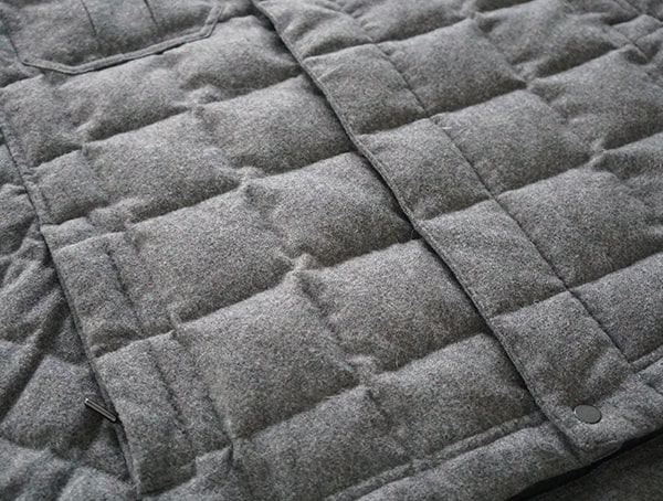 Mens Nau Utility Wool Down Jacket Baffle Detail