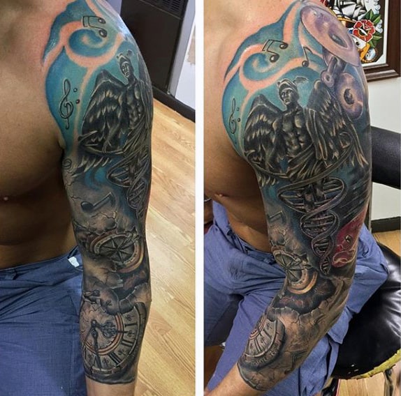 Men's Nautical Star Compass Tattoo