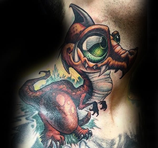 Mens Neck New School Tattoo