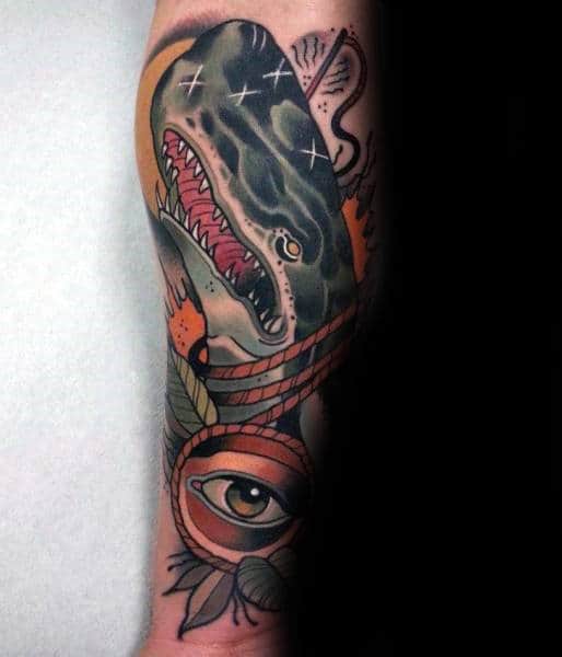 Mens Neo Traditional Whale Forearm Tattoos