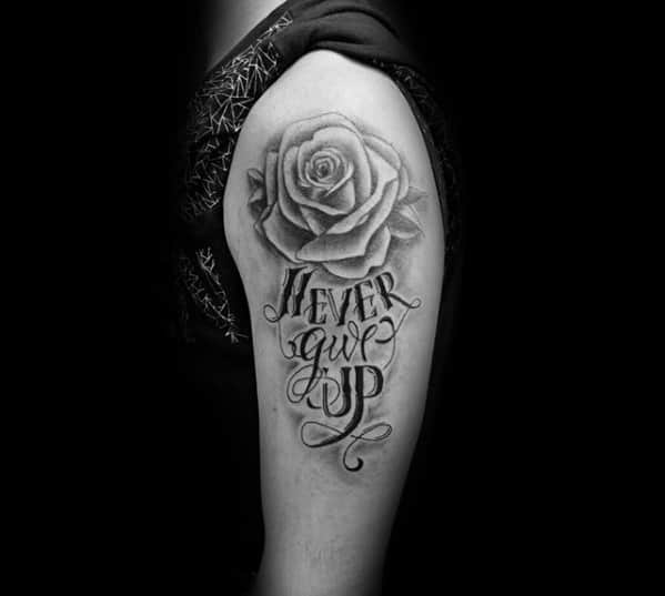 Mens Never Give Up Tattoo Design Ideas