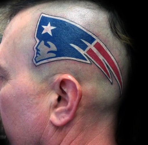 Mens New England Patriots Head Tattoo