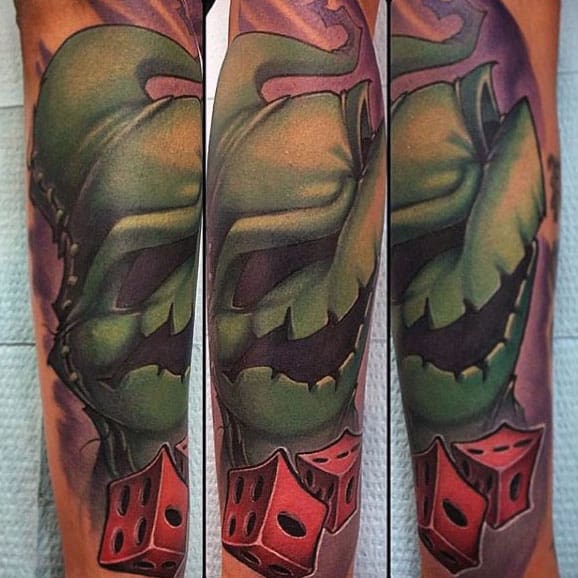 Mens New School Night Before Christmas Oogie Boogie Forearm Tattoo