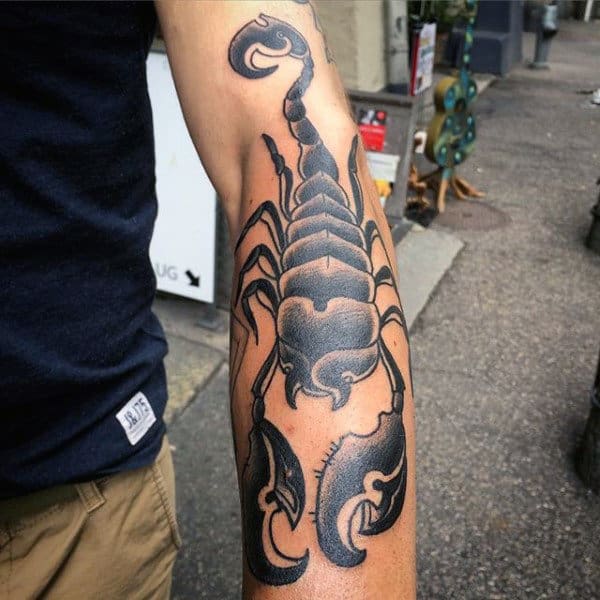 Mens Nice Big Scorpion Tattoo On Forearms